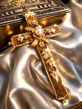 Fine Antique Victorian Religious 18K Cross Prayer Book Set Museum Quality C 1869 picture