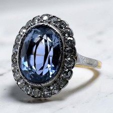 Vintage 4.60 Carat Ceylon Sapphire Ring GIA 18K Yellow Gold picture
