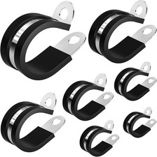 80pcs Rubber Cushion Insulated Clamp Stainless Steel Cable Clamps Assortment Kit picture