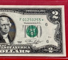 1976 STAR NOTE $2 TWO DOLLAR BILL ( ATLANTA F ) Uncirculated picture