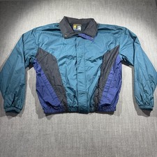 Vintage Forester's Jacket Mens Extra Large Teal Blue Colorblock Windbreaker 90s picture