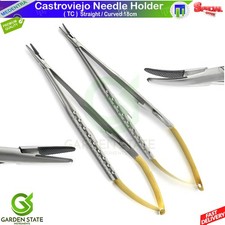 2 piezas Portaagujas Castroviejo recto y curvo TC 18 cm para micro sutura picture