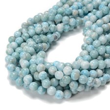 Grade A Natural Genuine Larimar Smooth Round Beads Size 5mm to 12mm 15.5'' Strd picture