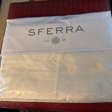 Sferra Queen Flat Sheet Giotto Long Staple Cotton Sateen Ivory Hemstitch Italy picture