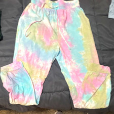 Hibluco Women's Tie-Dye Jogger Pants Multicolor Cotton/Poly Drawstring M picture