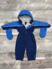 Vintage ‘98 Patagonia Hooded Colorblock Snowsuit 3T Blue Zip w/ Mittens picture