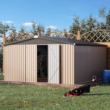 10x10 Metal Storage Shed Outdoor Garden Steel Utility Tool House Gray picture