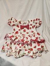 Sears Vintage Girls 3T Strawberry Fit & Flare Puff Sleeve Bow Ruffle Romper  picture