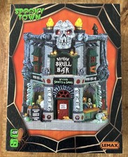 Lemax 75176 BROKEN SKULL BAR Spooky Town Lighted Building Halloween RETIRED New picture
