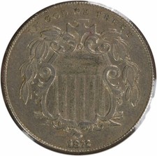 1872 Shield Nickel RPD FS-305 AU Slider Uncertified #600 picture