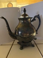 Antique Victorian Sterling Silver Ornate Teapot Coffee Pot w/ Lid 4 Footed picture
