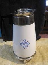 Corelle Ware Blue Cornflower Stove Top Coffee Tea Pot Percolator 9 Cup Vintage picture
