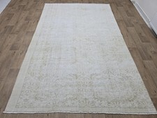 Neutral Vintage Rug 6x10 - Large Cream Muted Turkish Oushak Rug For Living Room picture