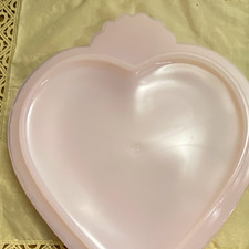 Mosser Pink Heart-Shaped Glass Decorative Box w/ Lid Floral 8x7x2in picture