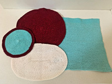 Vintage Hand-Crocheted Dollhouse Rugs 4 Pieces, Various Sizes picture