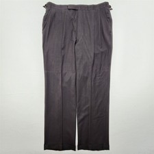 Vtg Oxxford Clothes 40x34 Brown Stripe Wool Full Cut Old Money Side Tab Trousers picture