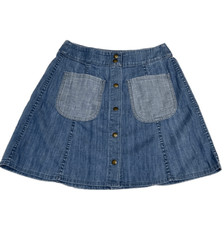 Wildfox Frankie NWOT Denim Mini A Line Cotton Button Blue Pockets Ladies Size S picture