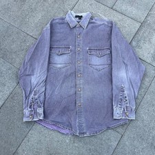 Eddie Bauer Vintage Elkhorn Twill Shirt Mens Medium Purple Cotton Made in USA picture