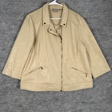 Chico's Size-3 Beige Textured Jacquard Jacket Business Preppy picture