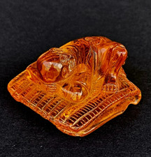 Vintage Japanese Baltic Amber Netsuke Figurine Carved Reclining Monk 111 picture