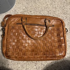 Vilenca Holland Leather Woven Laptop Shoulder Bag Tote picture
