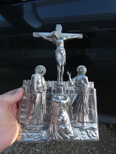 Vintage Belgian Metal calvary plaque religious picture