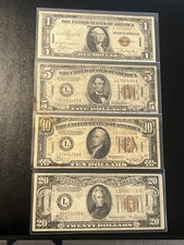 Hawaii Overprint Notes 1934 1935 $1 $5 $10 $20 Circulated Set picture