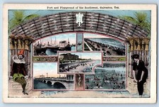 c1920's Multiview Port & Playground Of The Southwest Galveston Texas TX Postcard picture