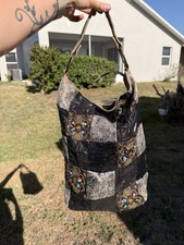 Vintage Vinyl Patchwork Sequin Hobo Bag picture