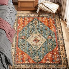 SERISSA 3' X 5' Washable Non Slip Boho Area Rug Bedroom Tribal Medallion Multi picture