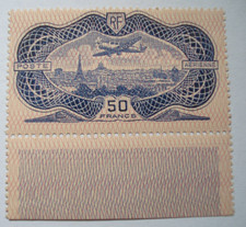 Rare Stamp France Scott C-15, 1936  Paris, 50 Franc, VF MNH Margin Cat. $1,750 picture