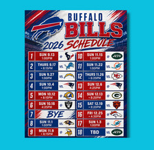 LARGE PRINT Buffalo Bills 2026 Regular Season Schedule Magnet picture