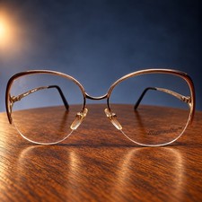 Vintage MARCOLIN 962-AH Deadstock Antique Gold Half Rim Navigator Italy NOS picture