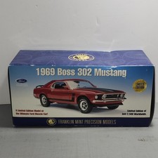 Franklin Mint 1969 Ford Mustang Boss 302 1:24 Red LE #1749 w/ Box & Papers picture