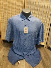 Campia Moda Hawaiian Button Up  Shirt 100% Rayon Subtle Blue NEW WITH TAG Medium picture