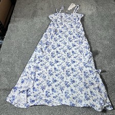 Belle Poque Womens M Blue White Floral Maxi Dress Cottagecore Sundress NWT picture