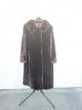 Vintage 40s-50s Beau Mouton Original Dark Chocolate Brown Lamb Fur Coat Womens picture