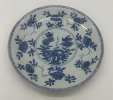Chinese Porcelain Saucer Flower Blue Kangxi Marked Qing 18C picture