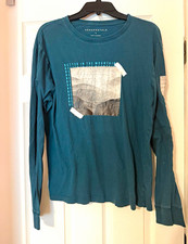 Aéropostale Men's Blue Graphic Print Crew Neck Long Sleeve T-Shirt Size L picture