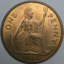 1953 Great Britain One Penny - AU (Lot#1) picture