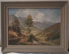 MOUNTAIN LANDSCAPE GIUSEPPE BONACINA - OIL ON PANEL 1950s picture