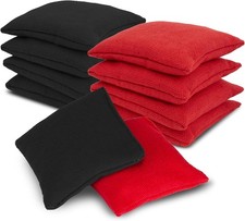 RAINFLOW 8 PCS Cornhole Bags - Bean for 6x6 inch, Black and red picture
