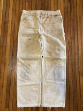 Vintage 80s Carhartt Double Knee Pants Tan Distressed Union Made 36x31 USA Made picture
