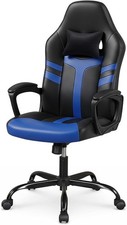 Video Gaming Chair with Headrest, Computer Desk Chair, Blue & Black picture