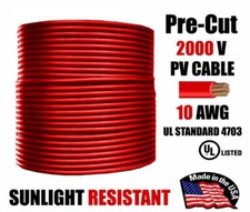10 AWG PV Wire Red Solar Cable 1000/2000V Copper – Pre-Cut 50–500 Ft picture