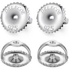 2 Pairs Screw Earring Backs,925 Sterling Silver Screw on Earring Backs Replac... picture