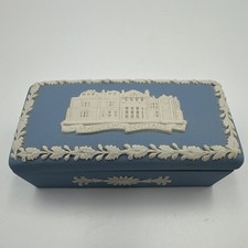 Wedgwood Blue Jasperware St Andrews Scotland Rectangular Trinket Box Lid England picture