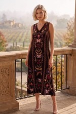 Johnny Was JWLA Brown Carminia Velvet V-Neck Tank Dress J30225-O picture
