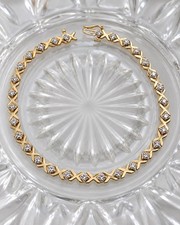 Vintage 14K Gold Diamond Tennis Bracelet X Link 7.25” 9.73g Signed Maui Divers picture