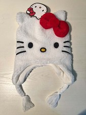 NWT Sanrio Hello Kitty White Sherpa Winter Hat Earflap Beanie Toddler Size picture